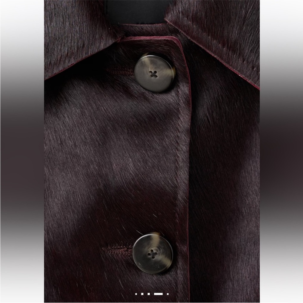 Mango Deep Burgundy Pony-hair Leather Jacket - Picture 2 of 4